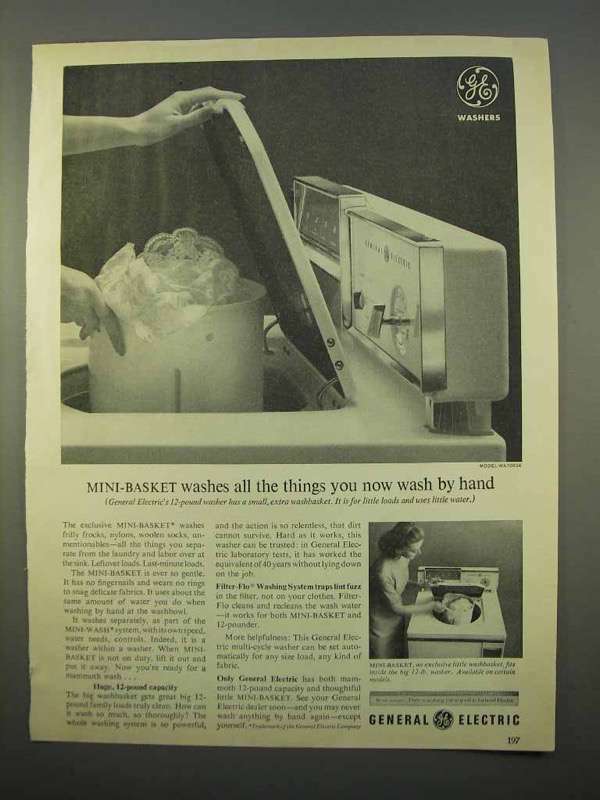 1963 General Electric Model WA1050X Washer Ad