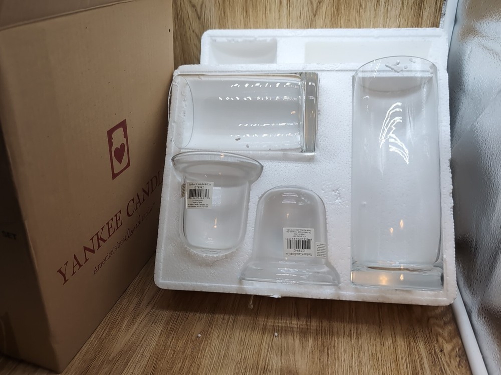 Yankee Candle Clear Glass Cylinder Votive Pillar Candleholders Set of 2 (4pc)