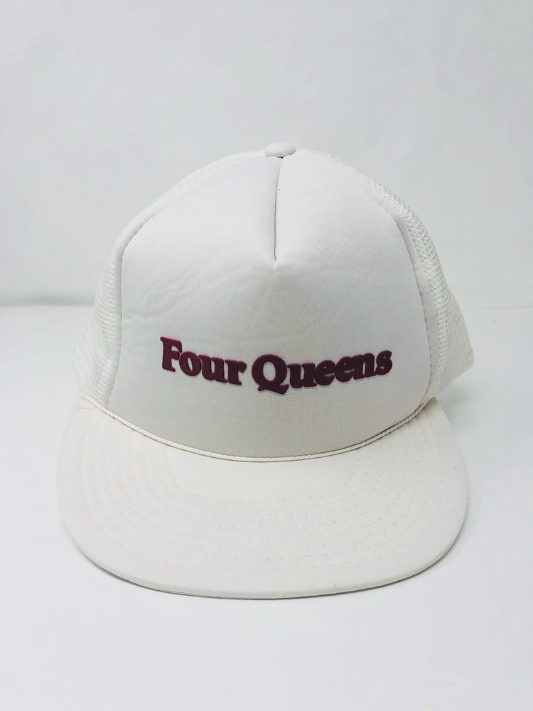 Four Queens White Mesh SnapBack Adjustable Hat Cap