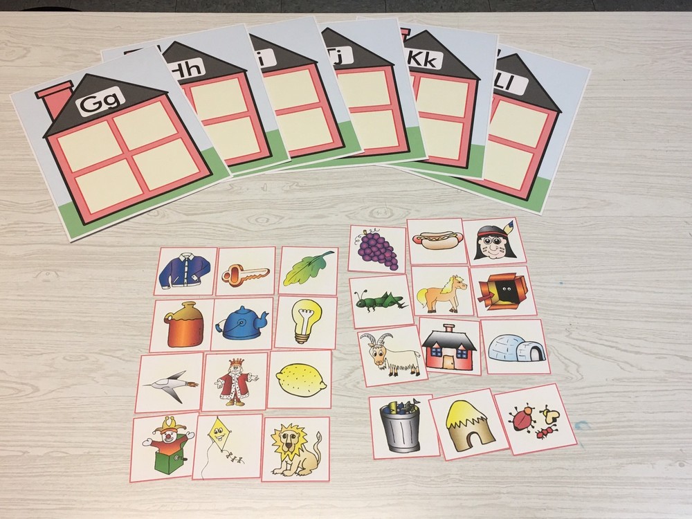 Alphabet House Game - Beginning Sounds Learning Center Letters G to L  