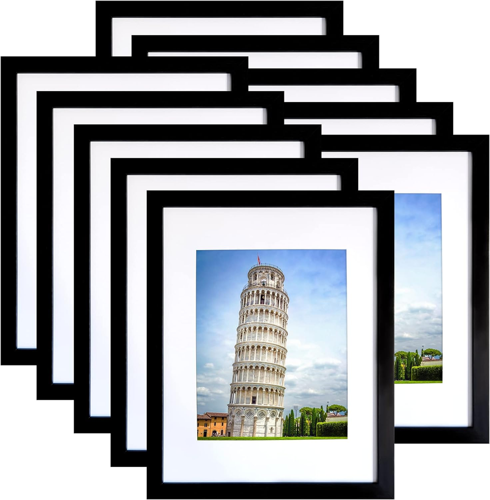 SESEAT 11X14 Picture Frame Set of 10, Display Pictures 8X10 with Mat or 11X14 Pr