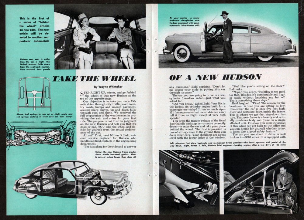 1948 HUDSON 4-door Sedan 5-pages vintage original print article road test