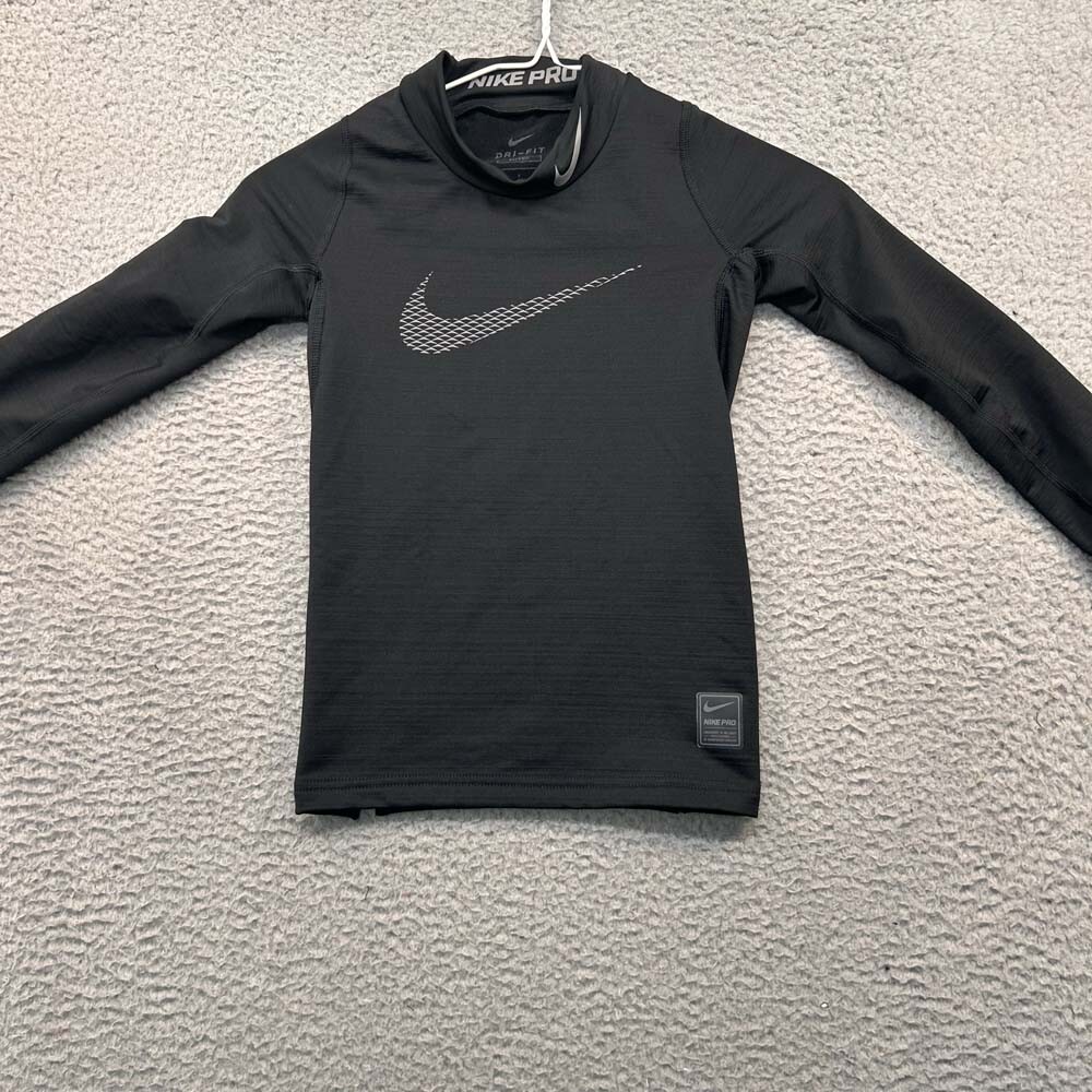 Nike Pro Compression Shirt Boys Size Small Baseball Center Swoosh Big Logo