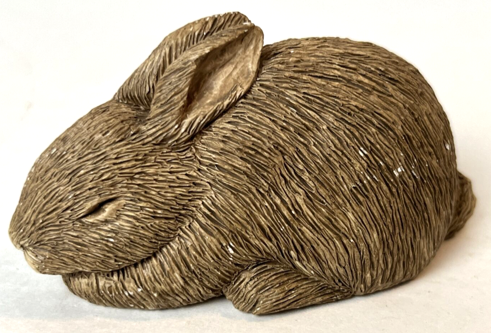 Sandicast Sleeping Rabbit Bunny Figurine Sandra Brue Signed VTG 1986 Wildlife