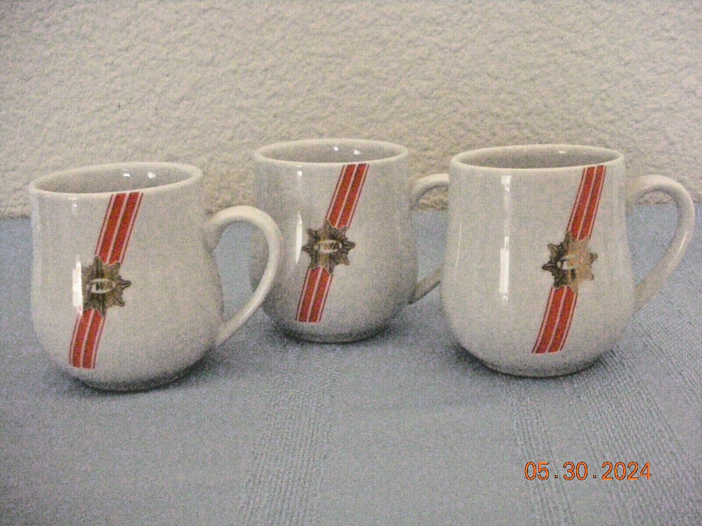 Three ( 3  ) Vintage TWA First Class White Demitasse Espresso Coffee/Tea Cups
