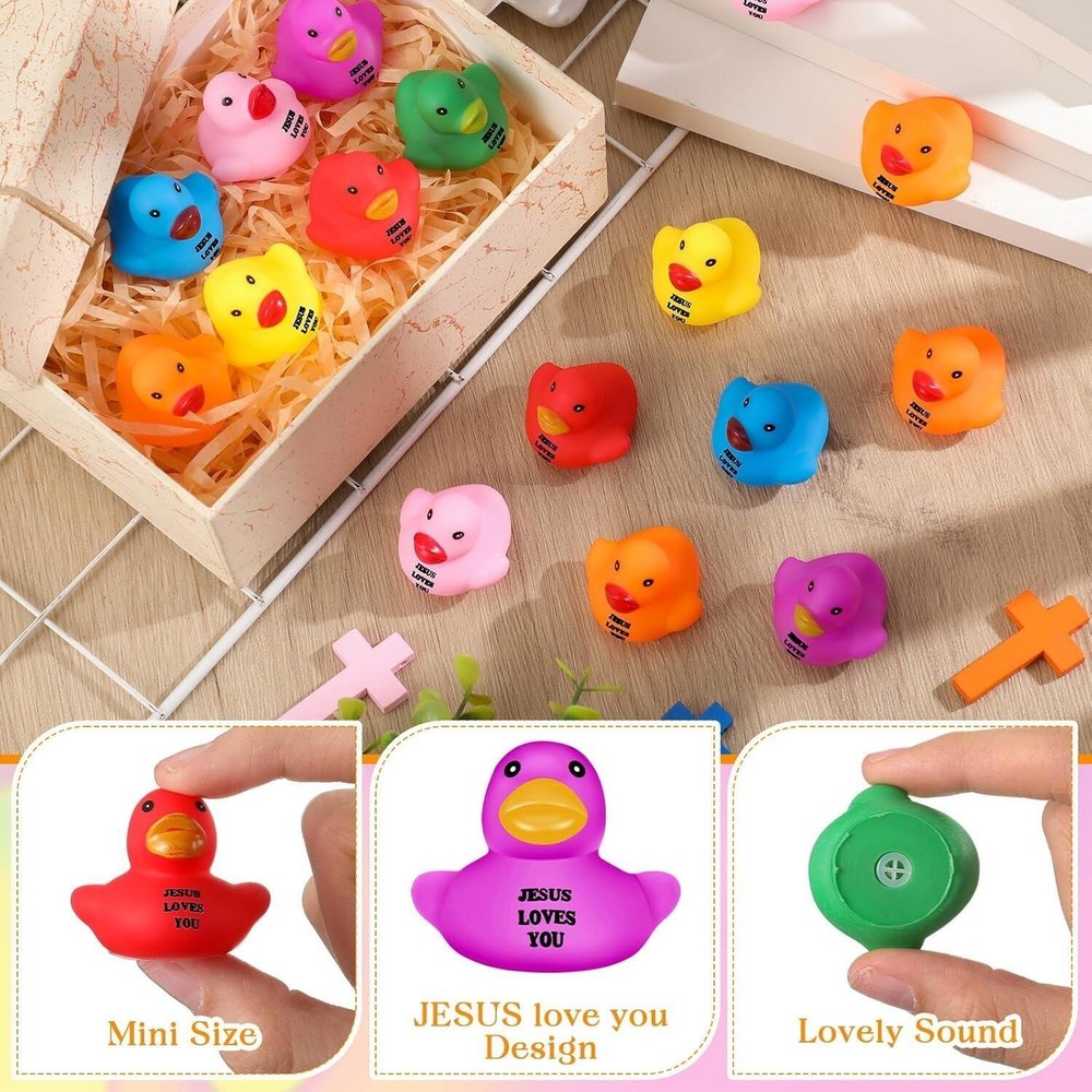 100 Pcs Jesus Rubber Duck Toys for Church Events Baptisms and Sunday School Gifts