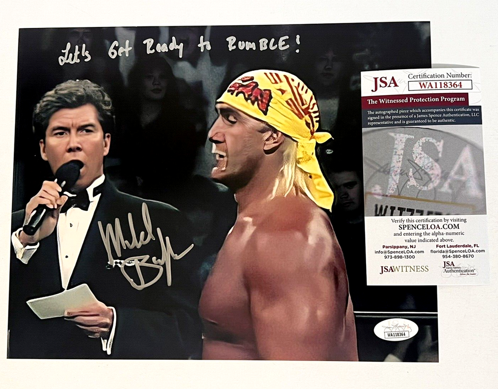 MICHAEL BUFFER ANNOUNCER SIGNED 8X10 PHOTO JSA  WHITNESSED AUTH  WWF WCW RUMBLE