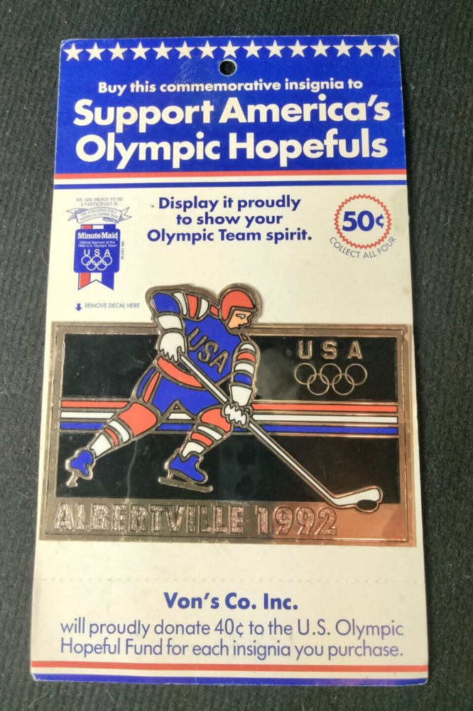 Vintage 1992 Albertville American Olympics Team Unused Sticker on Original Card