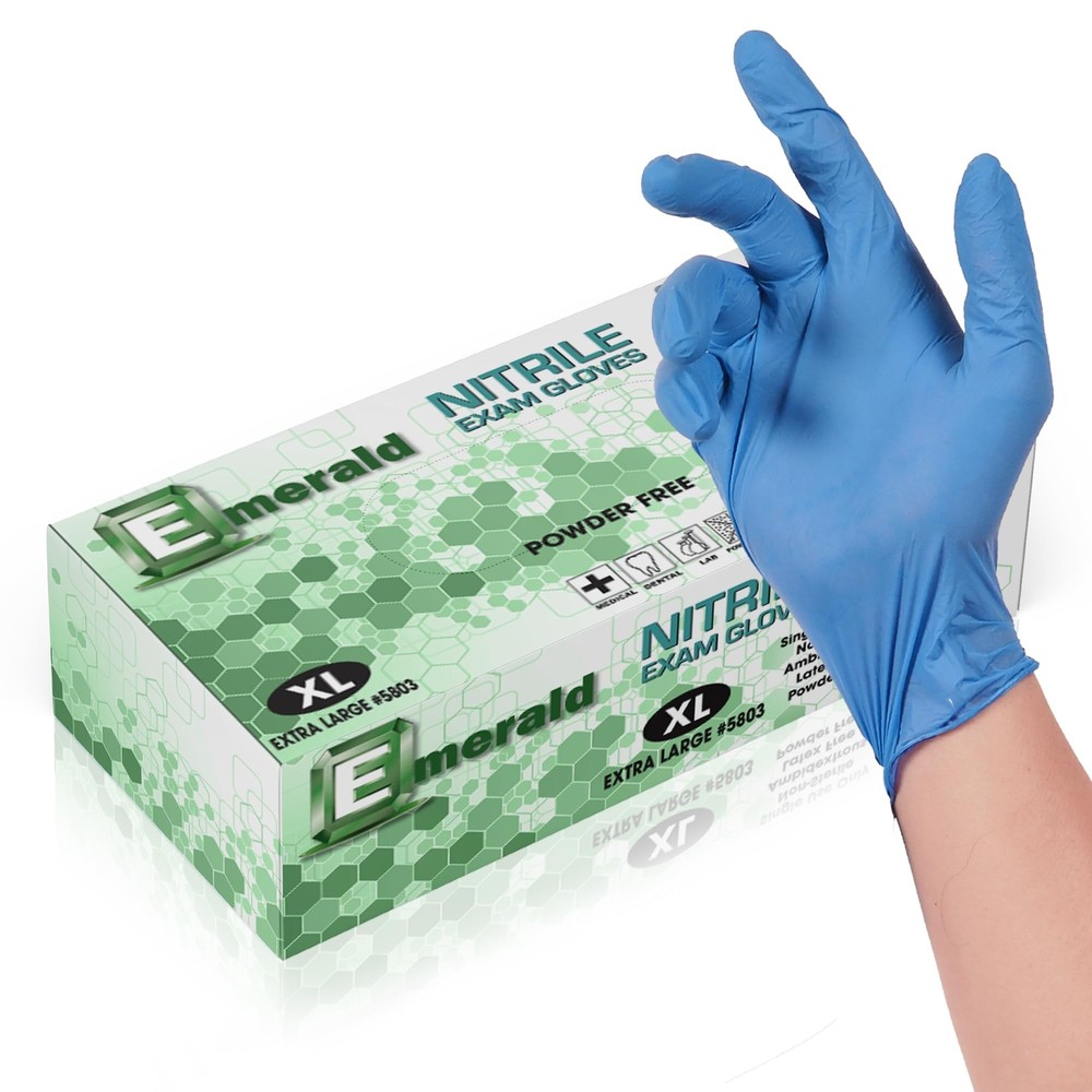 Emerald Nitrile Exam Gloves - 1,000 Count Case - Latex Free Medical Grade