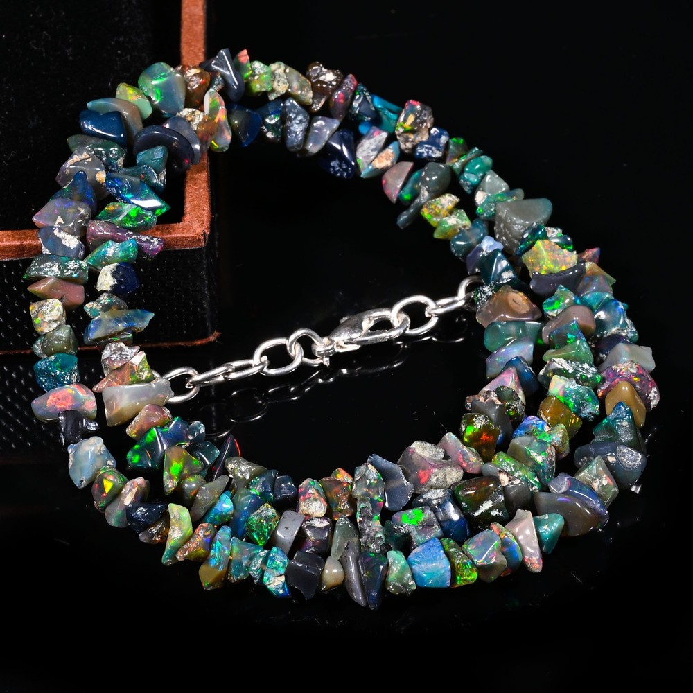 Ethiopian Opal Chip Necklace October Birthstone Gift M-325-image