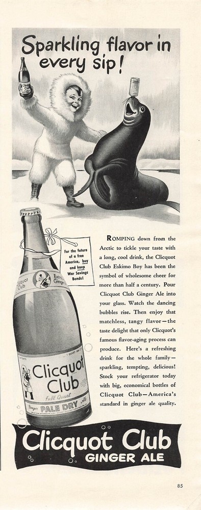 Clicquot Club Ginger Ale Print Ad Vintage Advertisement Soda Advertising 1943-image