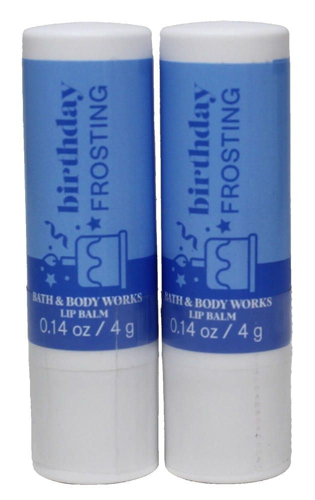 Bath & Body Works Birthday Frosting Lip Balm Duo .14 oz Each Brand New