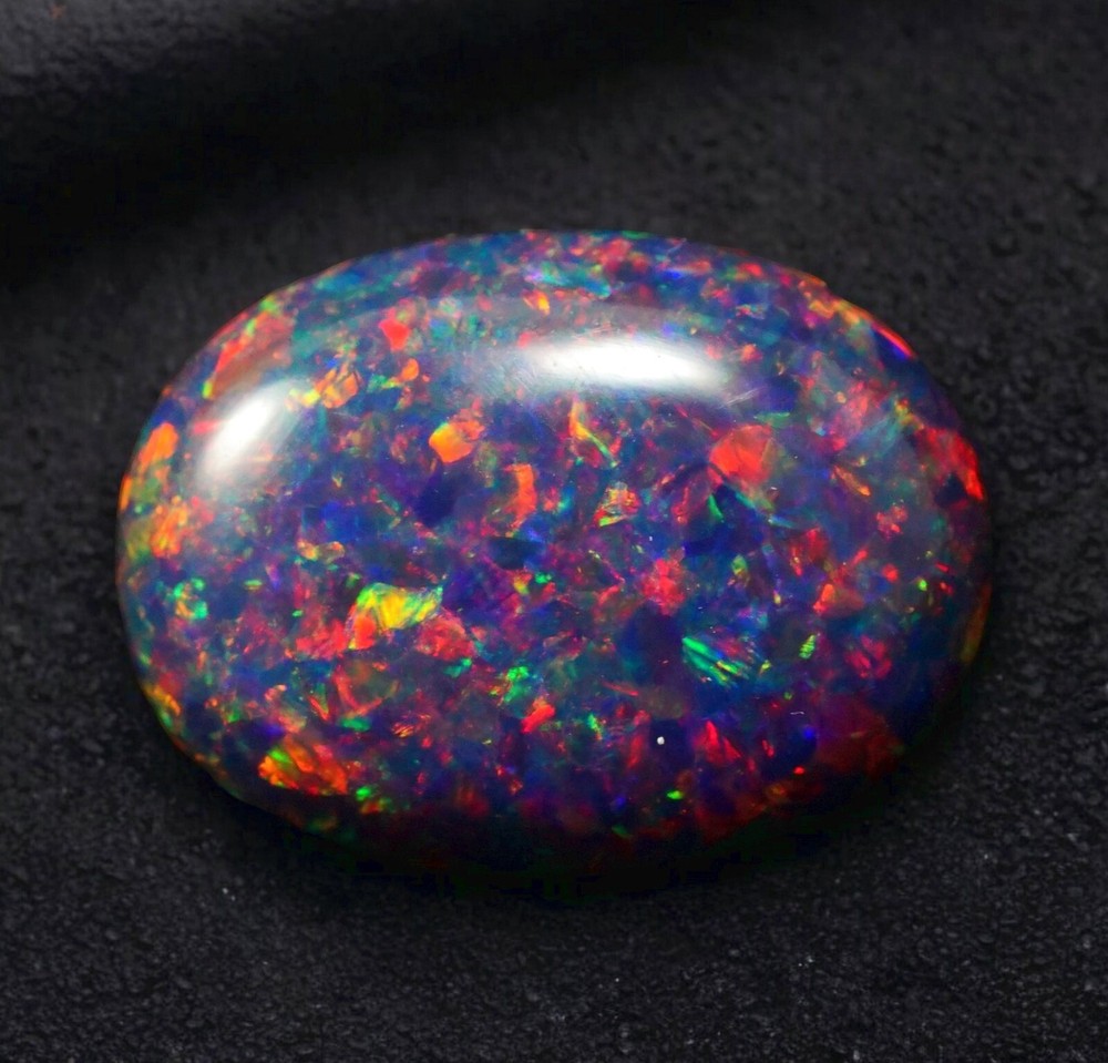 AAA+ Black Silk Fire Opal Cabochon 16x12mm 4.35ct Vivid Loose Gemstone