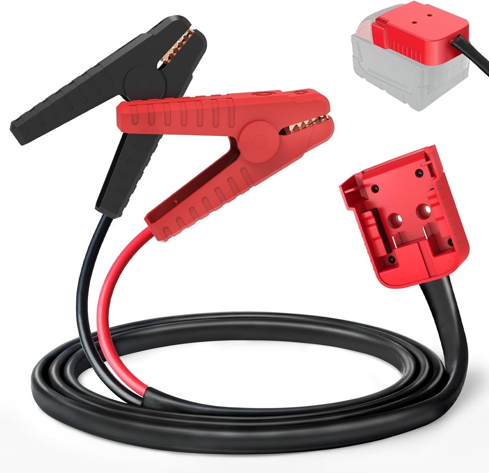 Jumper Cables for Car with Adapter for Milwaukee Battery 8AWG 5.9FT Auto Booster