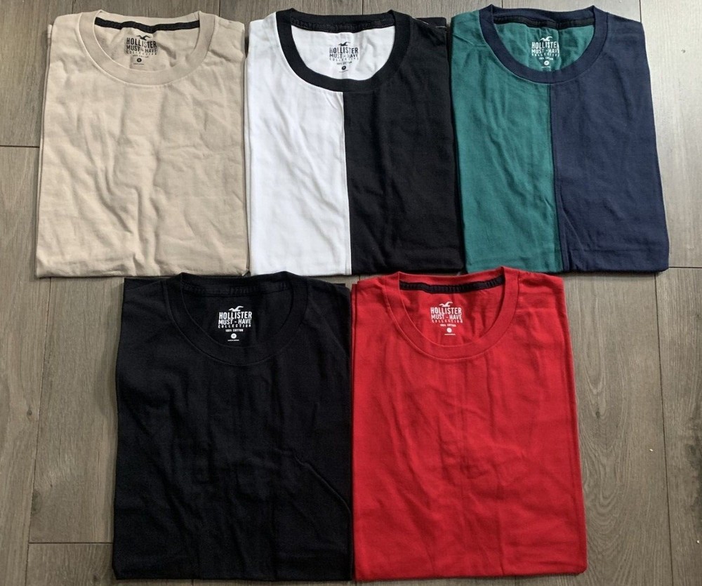 Hollister By Abercrombie & Fitch Men's Muscle Fit Logo Crew T-Shirt 5-Pack NWT-image