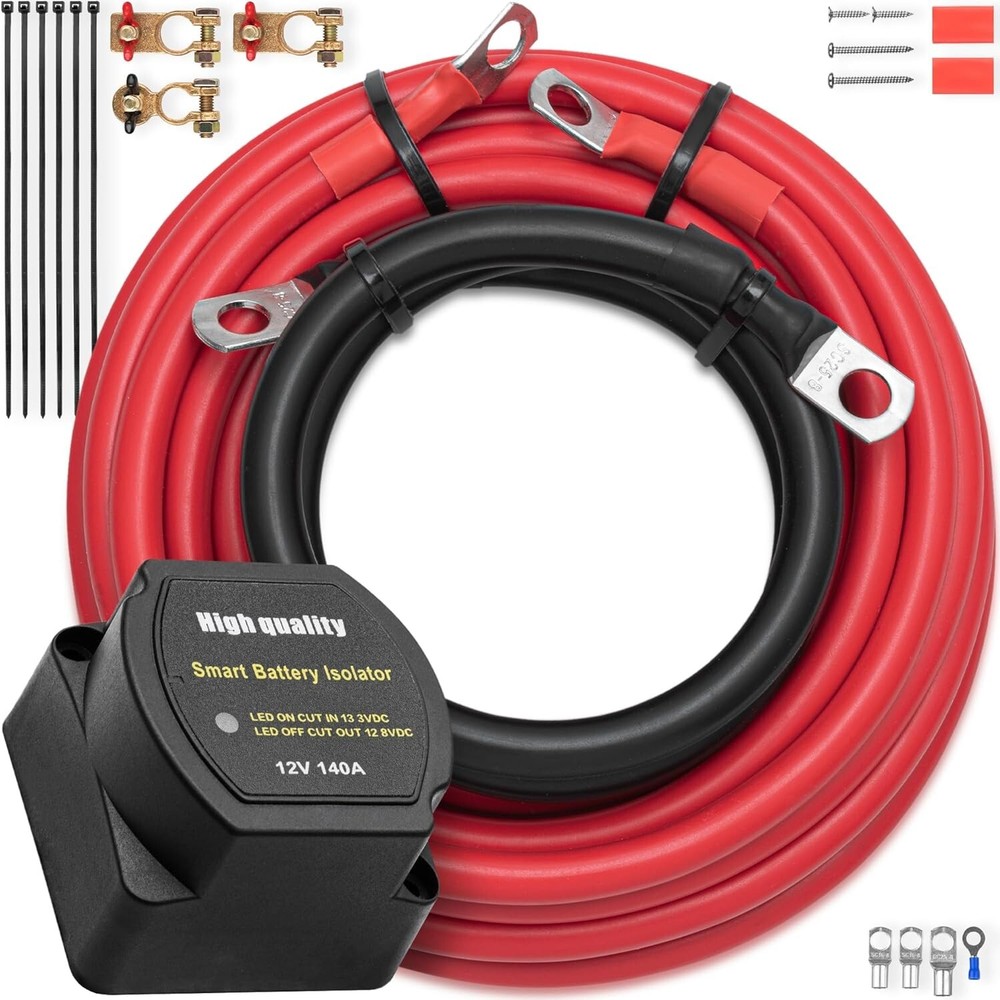 Dual Battery Isolator Kit 12V 140A Waterproof VSR Voltage Sensitive Relay