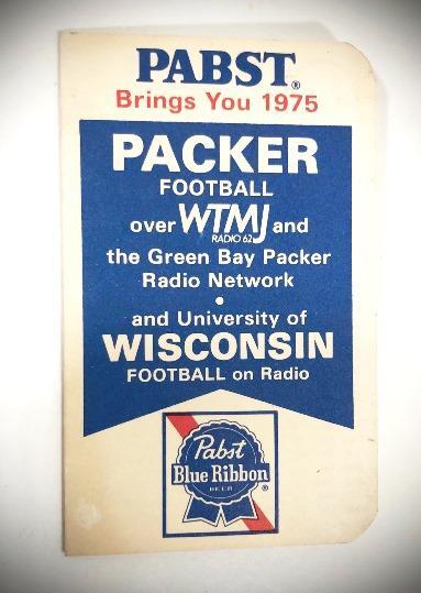 1975 PABST GB PACKERS / UW BADGERS POCKET SCHEDULE FOR TV & RADIO