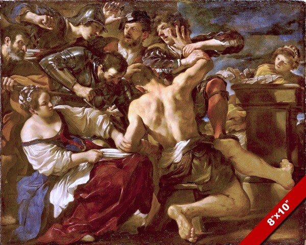 SAMSON ISRAELITE CAPTURED BY PHILISTINES PAINTING BIBLE ART REAL CANVAS PRINT