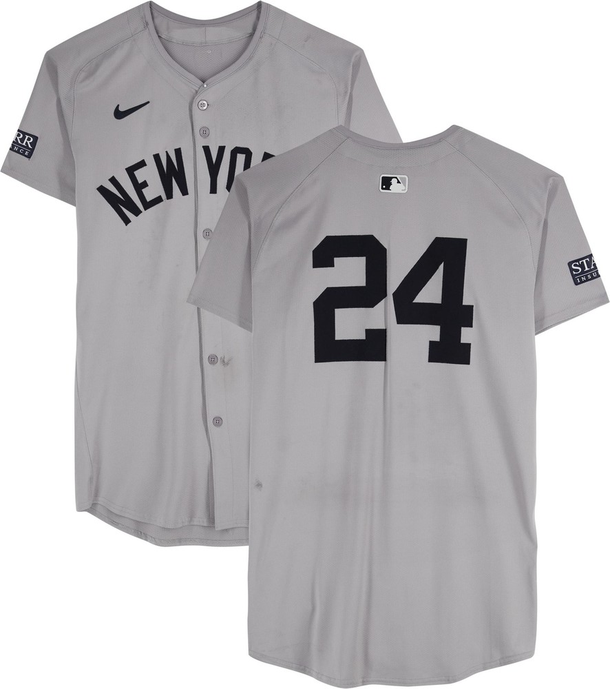 Alex Verdugo New York Yankees GU #24 Gray Jersey vs. Twins on May 16, 2024