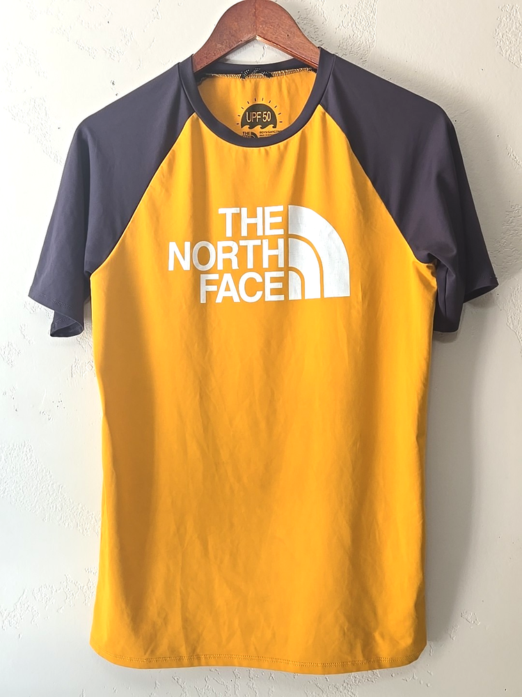 The North Face Boys XL 18/20 Orange Logo T-Shirt Youth Short Sleeve UPF 50 Tee