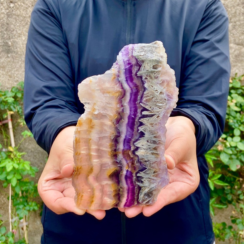 Natural Rainbow Fluorite Crystal Flake Stone Specimen 356g