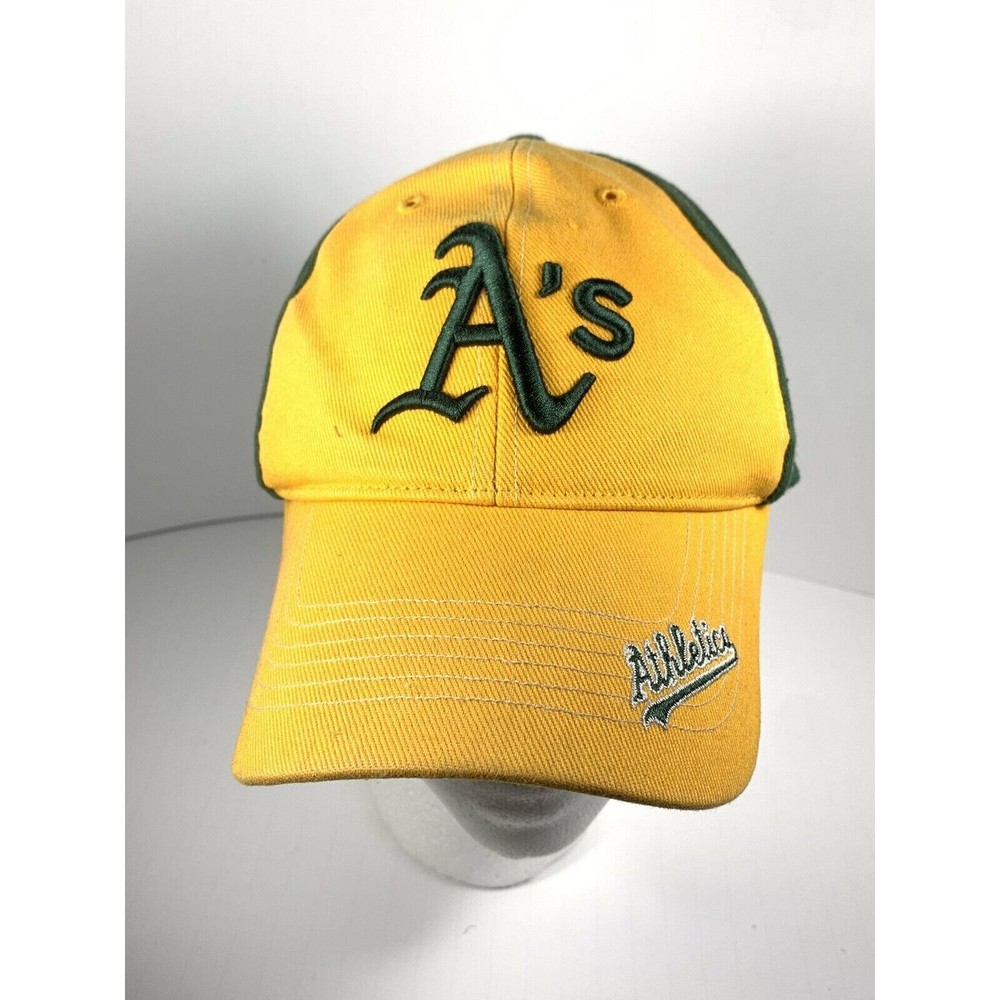 Oakland Athletics A's MLB Sports Yellow Brim Hat Cap Mens Adjustable Fan Fave