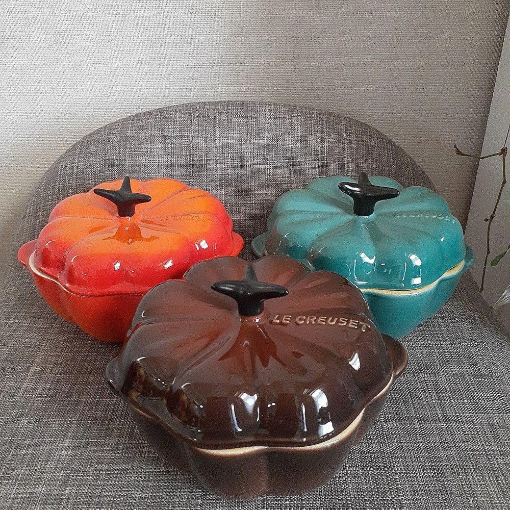 Le Creuset Pumpkin Cocotte Set of 3 Colorful Vegetable Series