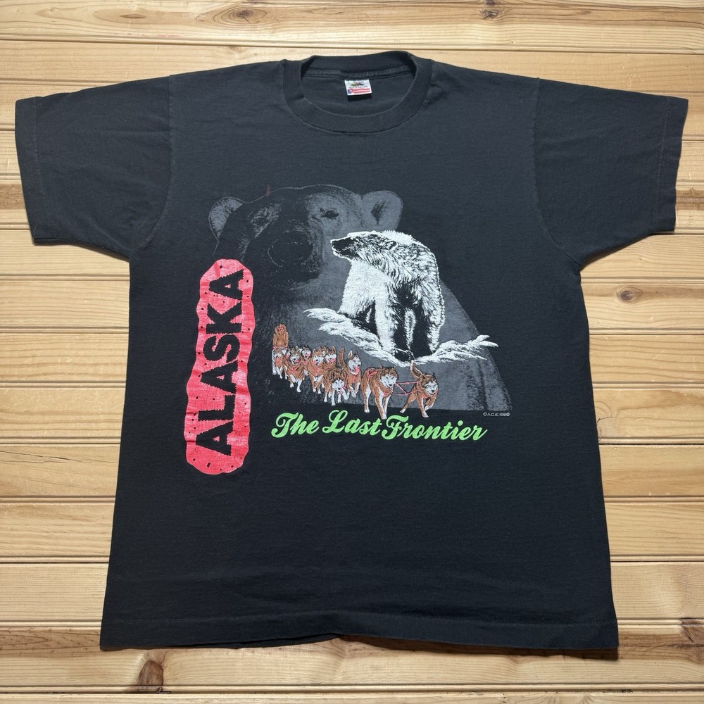 Vintage 90s Polar Bear Alaska Nature T-Shirt Size Large