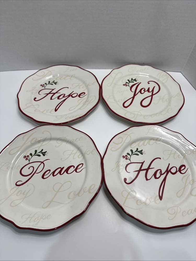 Better Homes & Gardens Heritage Christmas Love Peace Joy Hope Salad Plate Lot 4