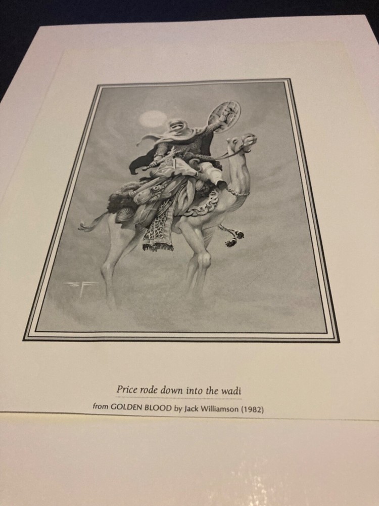 Steven E Fabian 1982 Golden Blood warrior on camel art print