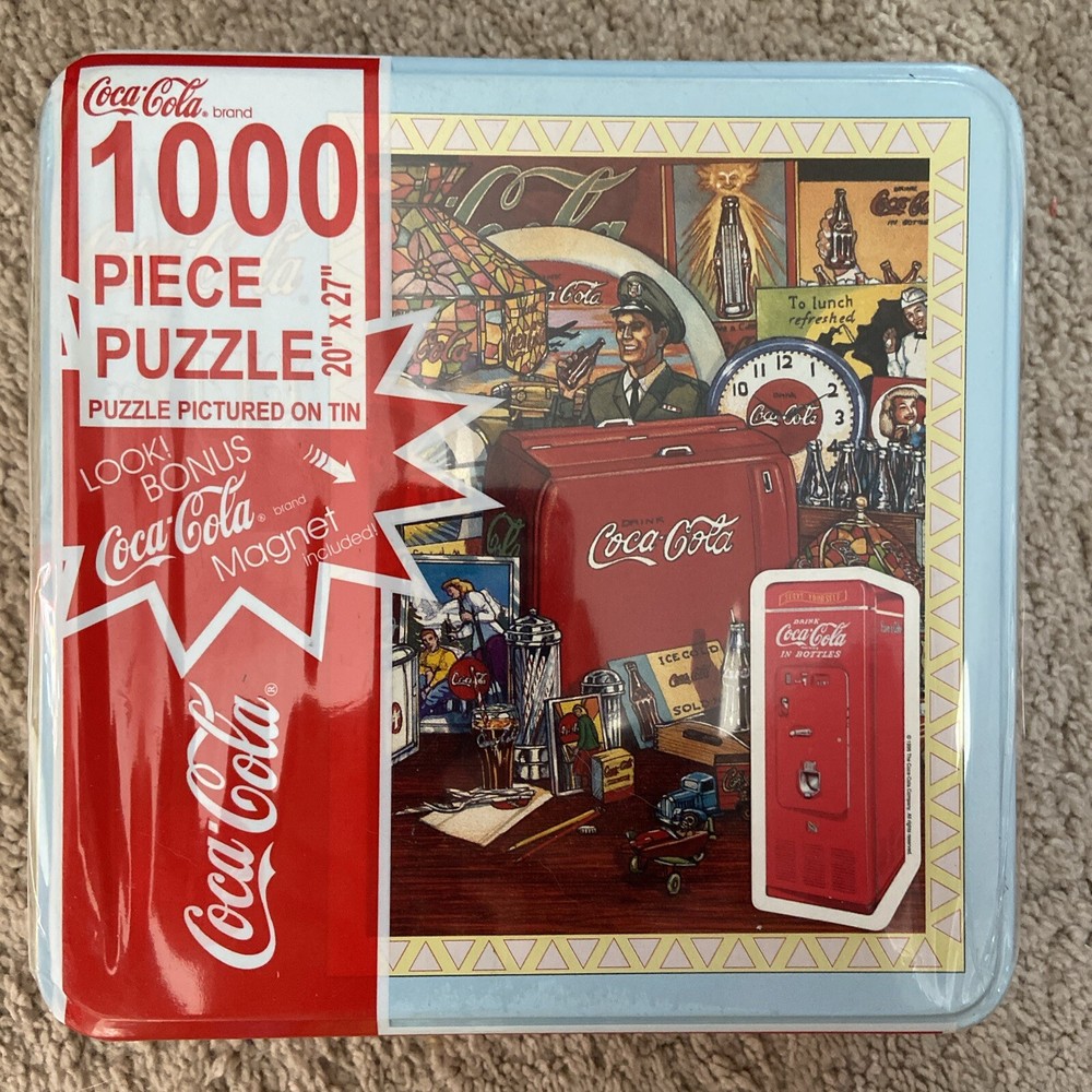 Vintage Coca-Cola 1000 Piece Jigsaw Puzzle with Tin & Magnet. Sealed.