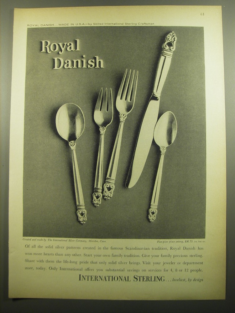 1960 Royal Danish Sterling Silverware Ad by International Sterling