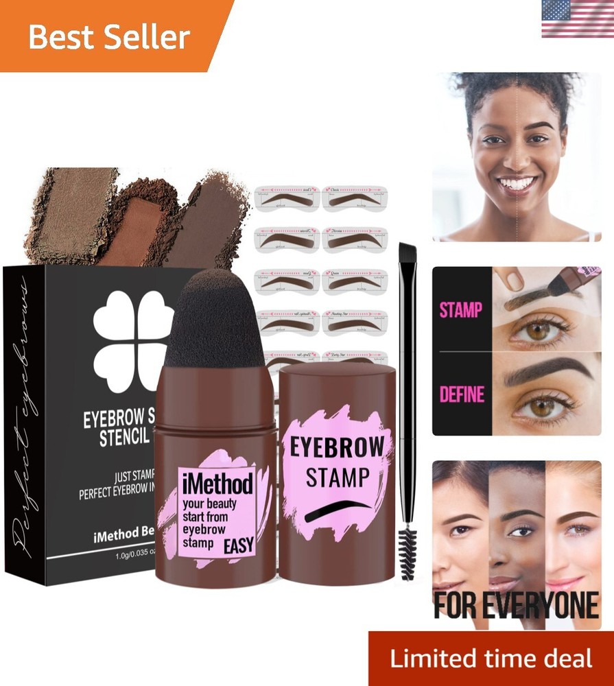Effortless Eyebrow Stamp & Stencil Kit - Flawless Arches, Long Lasting - Brown