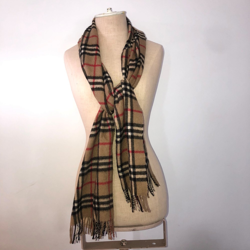 Vintage Burberry Cashmere Scarf Classic Nova Check -some holes in it