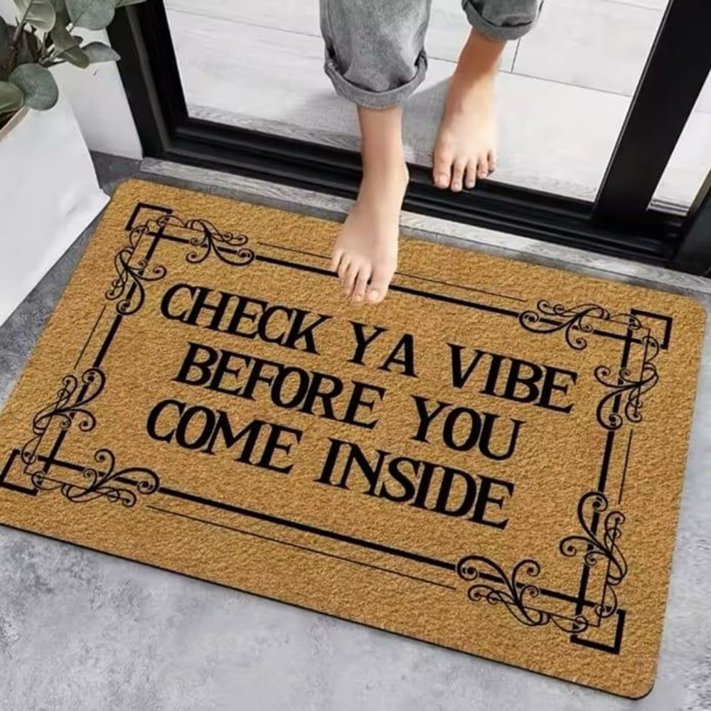 abigail&bleu “Check Ya Vibe Before You Come Inside” Printed Entrance Mat Rug-image