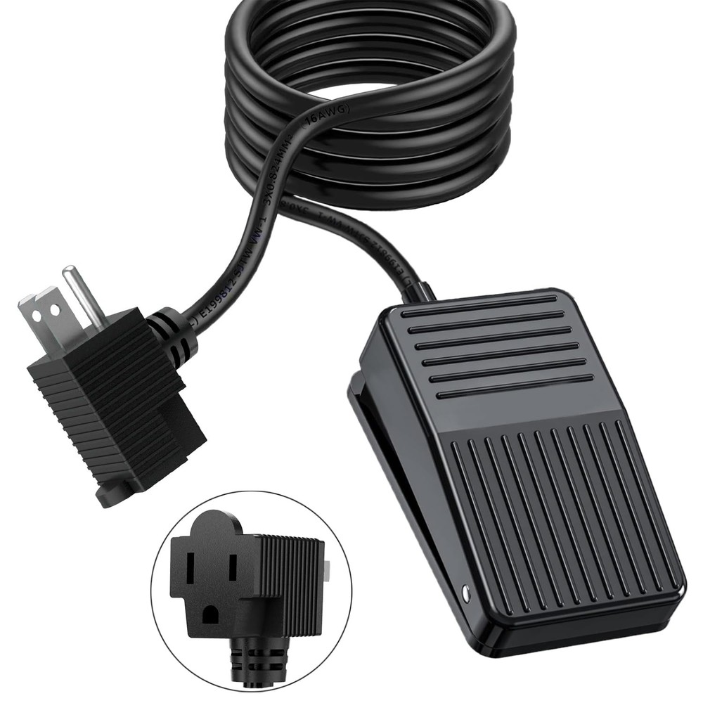 KarlKers Foot Switch, Foot Pedal Switch 6-ft Cable with 3-Prong Piggyback Plu...