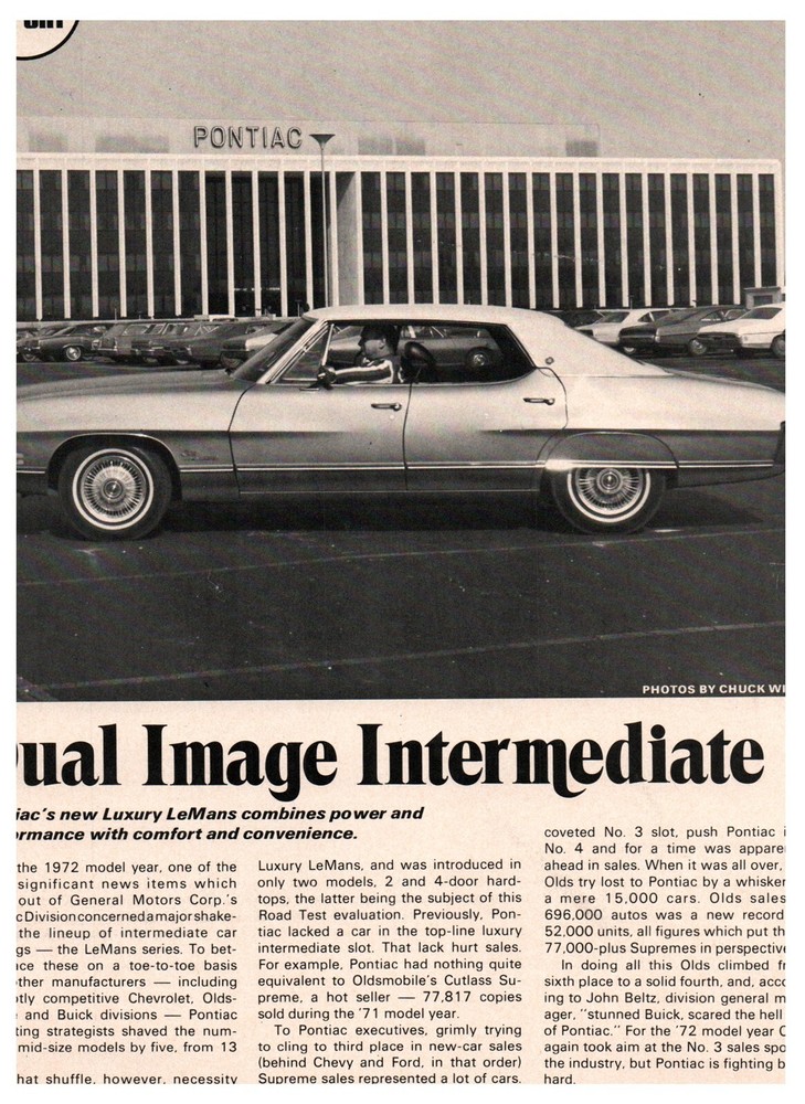 1972 PONTIAC LUXURY LEMANS HARDTOP 6 PG ROAD TEST