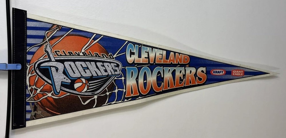 WNBA Cleveland Rockers Vintage Defunct 90s Team Logo Pennant 24” Basketball