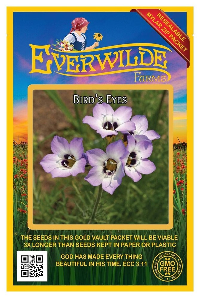 2000 Bird's Eyes Wildflower Seeds - Everwilde Farms Mylar Seed Packet