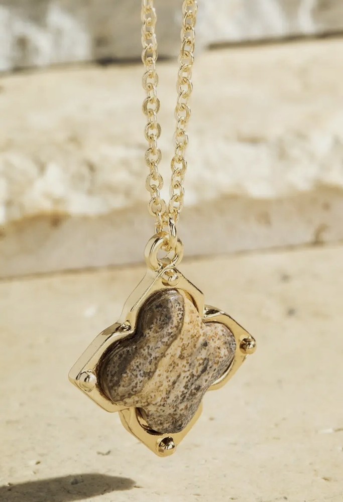 Jasper Clover Pendant Necklace for Luck and Protection