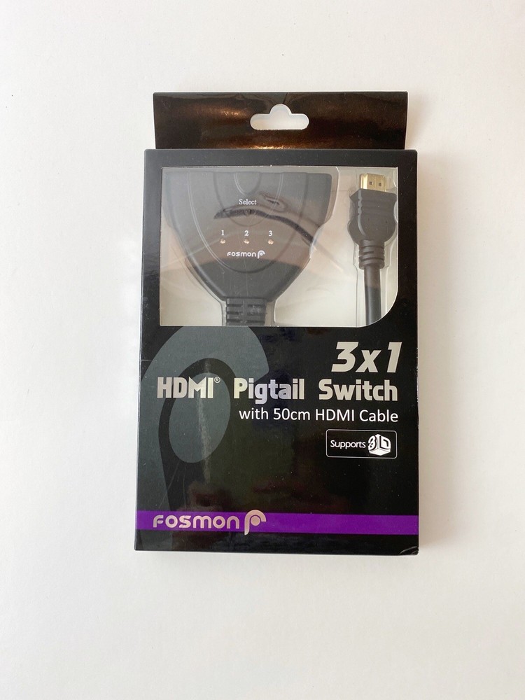 Fosman 3x1 HDMI Pigtail Switch with 50cm Cable for Computers NOS