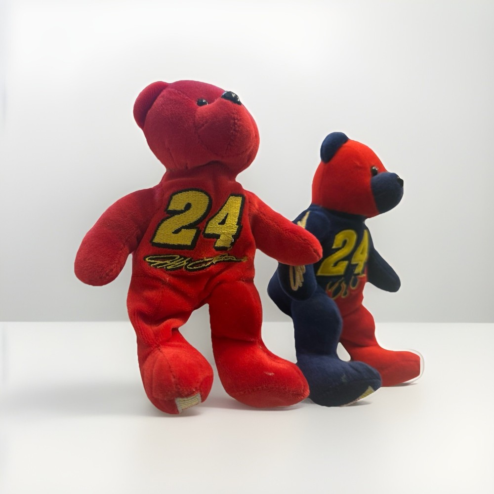 Jeff Gordon NASCAR #24 Vintage Beanie Bear Lot with DuPont Red & Flames