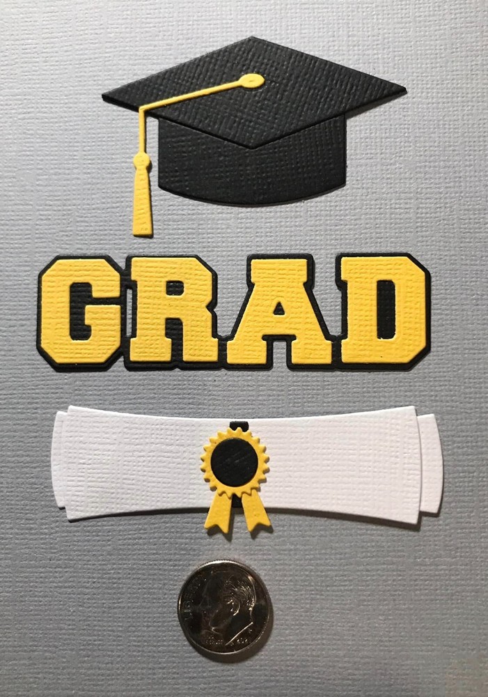 3 Piece Grad Set Scrapbook HANDMADE Die Cut  / Card Embellishment