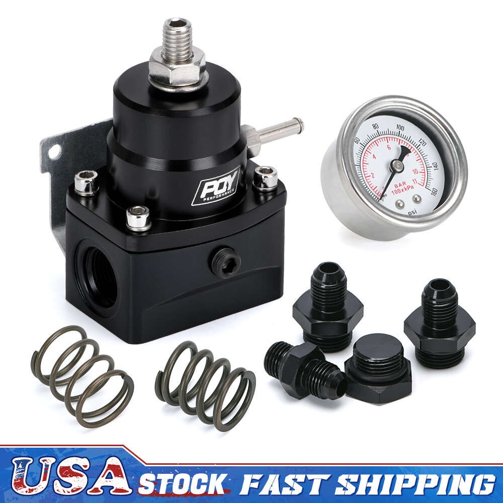 Adjustable AN6 EFI Fuel Pressure Regulator Kit w/ Oil Gauge 0-160 PSI Universal