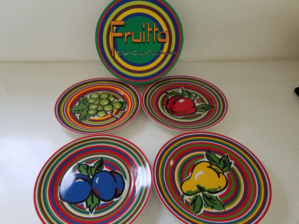 Godinger Porcelain Fruitta Dessert Plates 7 1/2