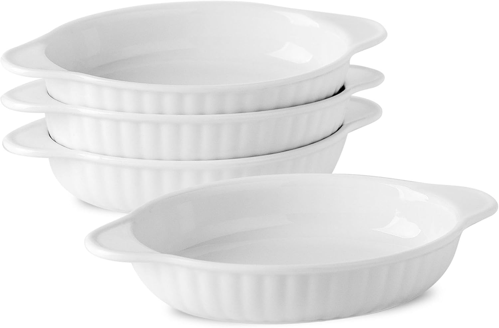 UIBFCWN Ceramic Au Gratin Baking Dishes, Set of 4 Oval Baking Dish Set