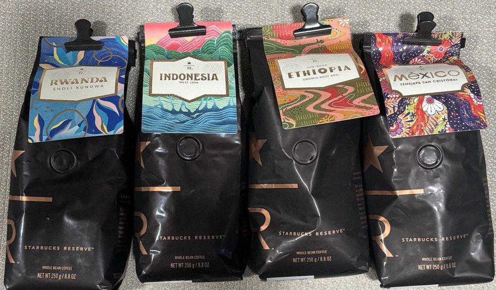 Starbucks Reserve Whole Bean Coffee Bundle - Mexico Rwanda Ethiopia Indonesia