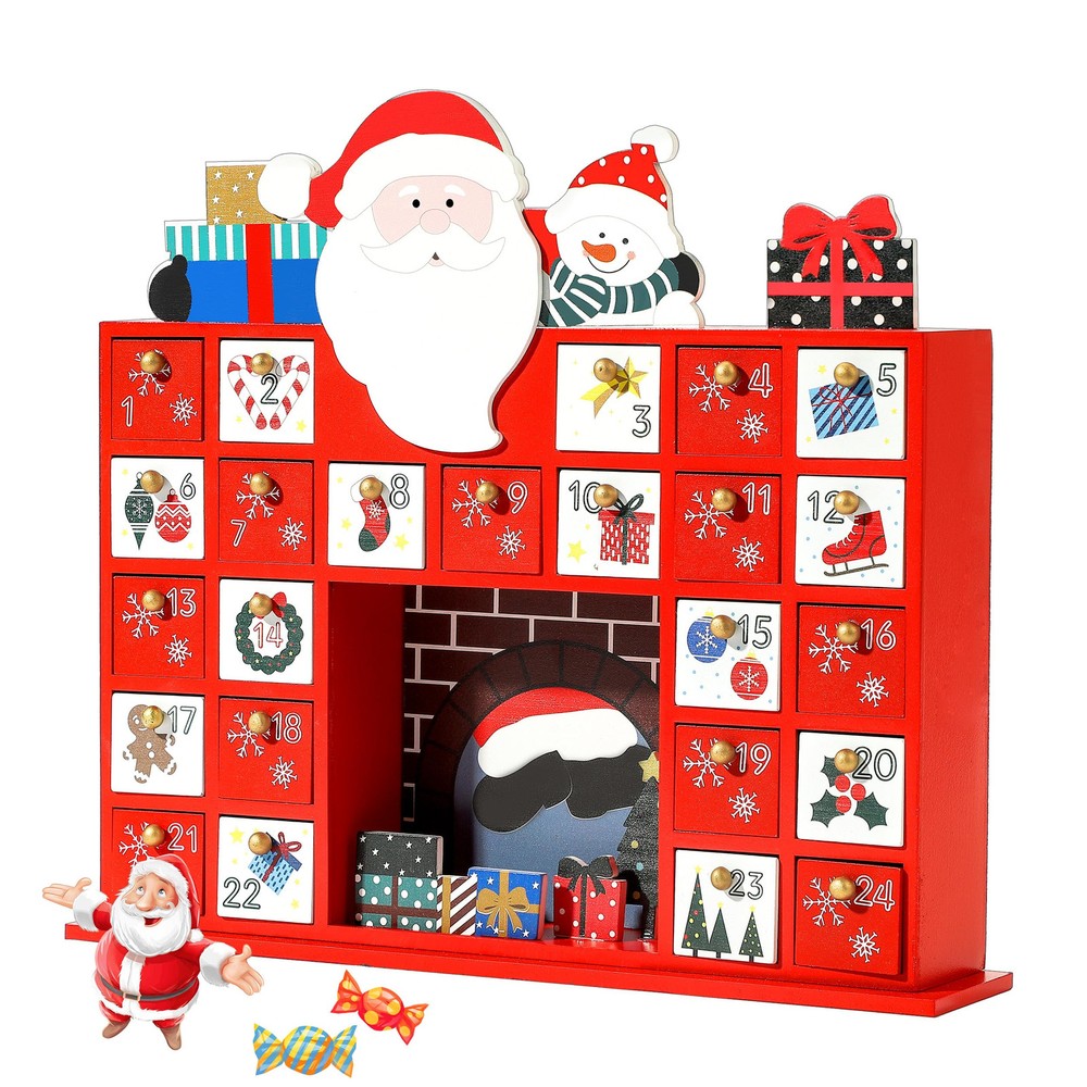 Wooden Advent Calender, 2024 Christmas Countdown Calender with 24 Drawers for...