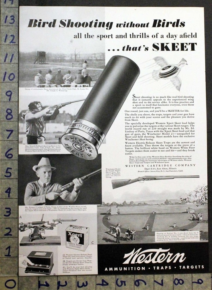 1934 Western Ammo Skeet Trap Hunting Sport Deer Creek Club Vintage Ad 30756-image