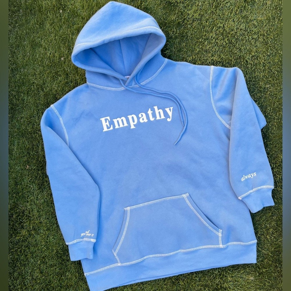 Mayfair Group Empathy Always Baby Blue  Oversized Y2K Style Hoodie Sweatshirt